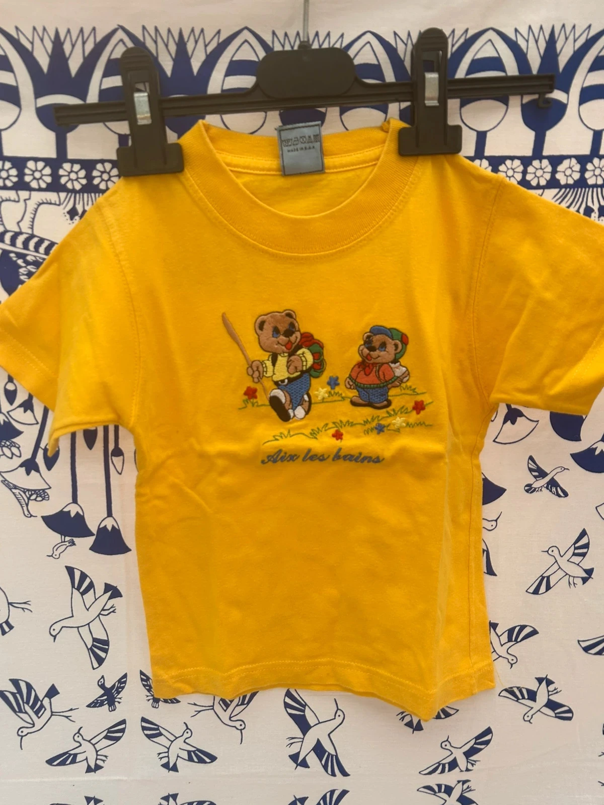 T-shirt jaune 2 ans brodé oursons Aix-les-Bains